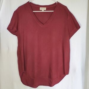 Anthropology Cloth & Stone Burgundy Women’s Short Sleeve Top Size M